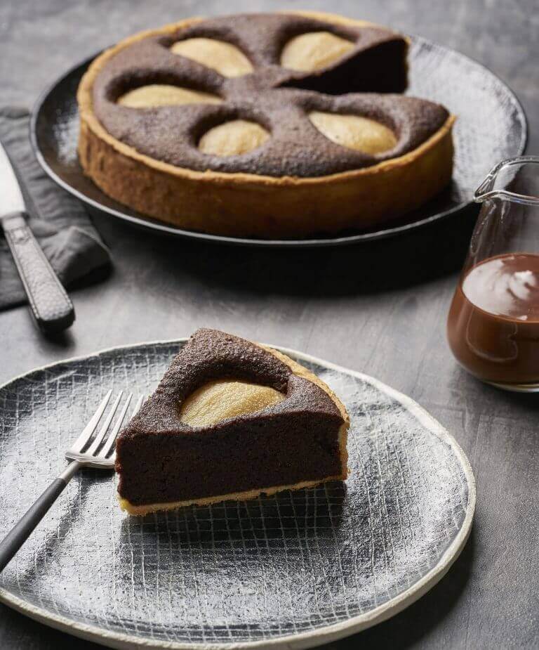 Miele desserts: Pear and chocolate frangipane tart