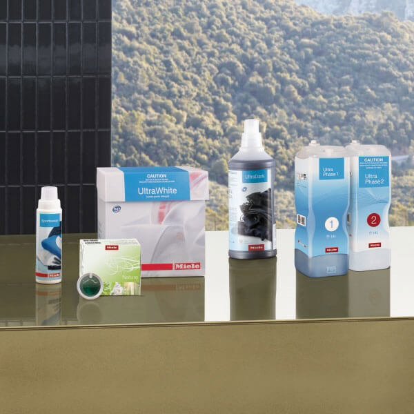 Miele laundry care products featuring UltraDark laundry detergent