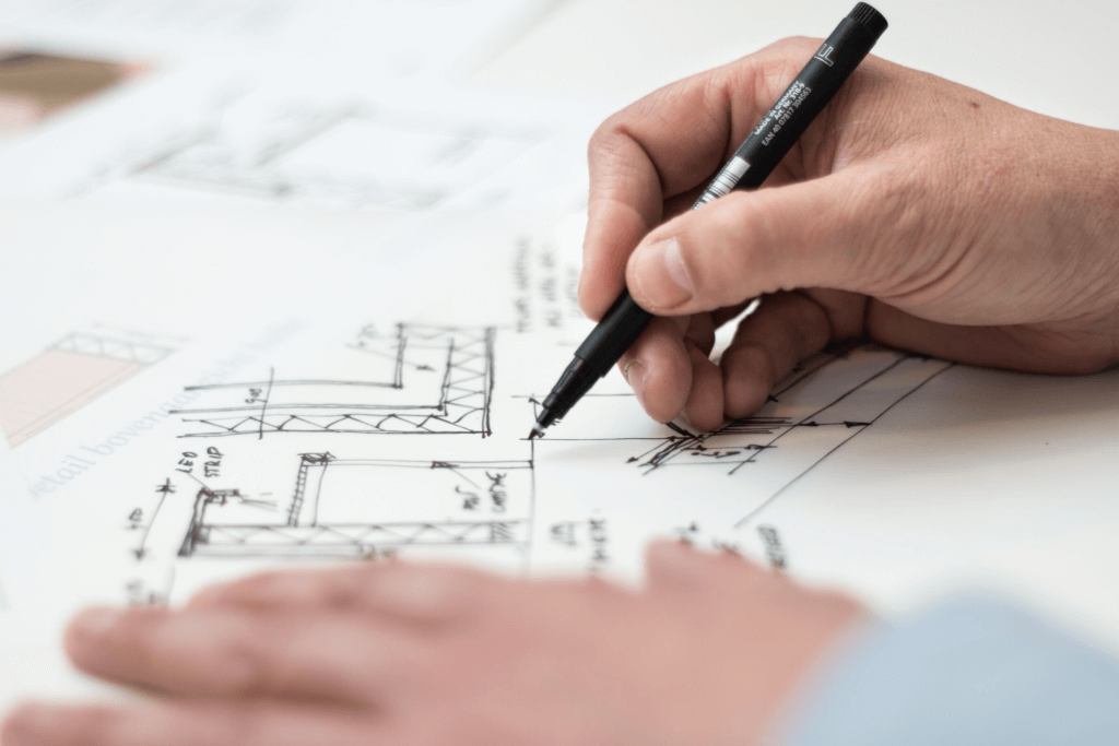 architect designing the layout of a home
